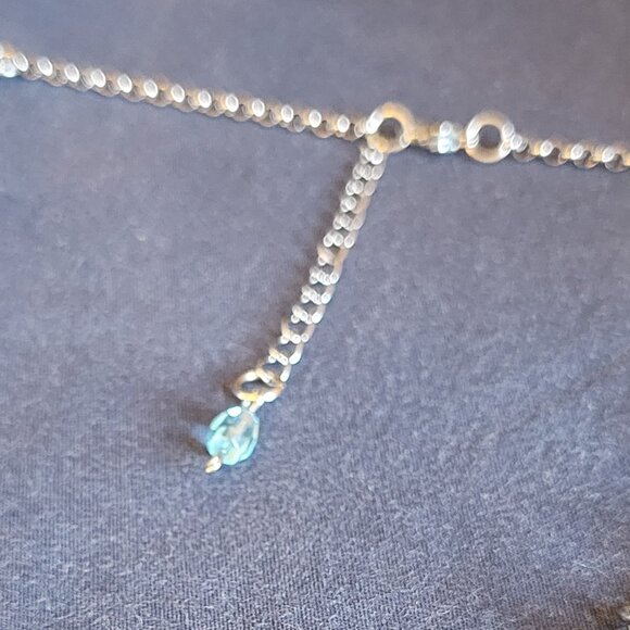 Skull & Drops Charm Necklace - Blue accent bead - Stainless Steel - Picture 3 of 3